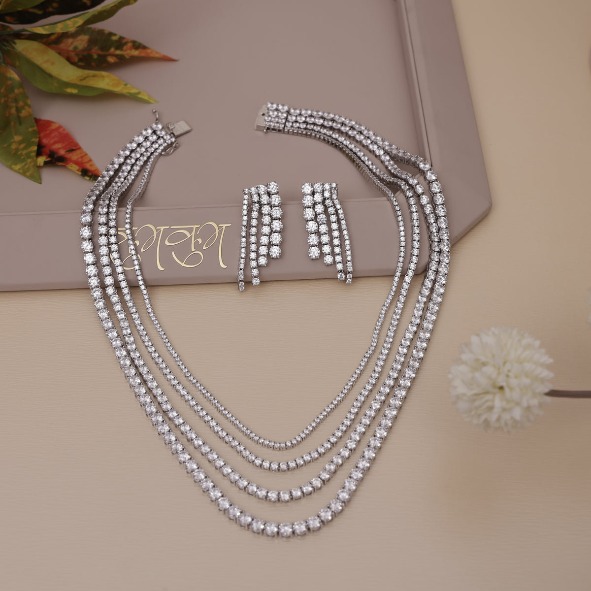 American Diamond Four Layer Necklase Set