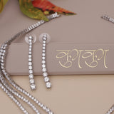 American Diamond Three Layer Rhodium Necklase Set