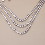 American Diamond Three Layer Rhodium Necklase Set