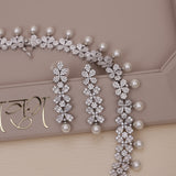 American Diamond Pearl Necklase Set