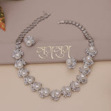 american diamond pearl necklace set solitaire 