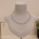 American Diamond Pearl Necklase Set