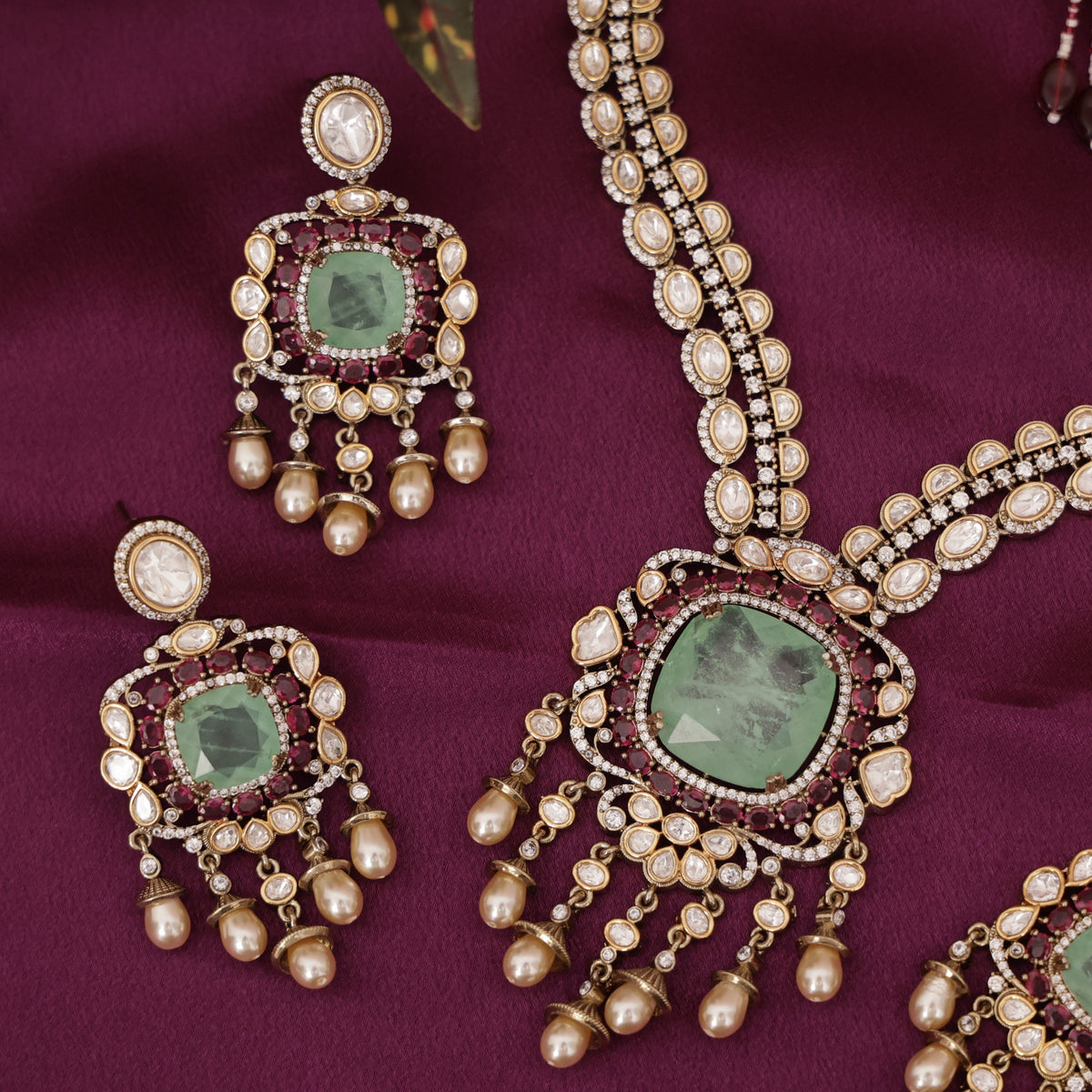 Premium Polki Kundan Necklace Set