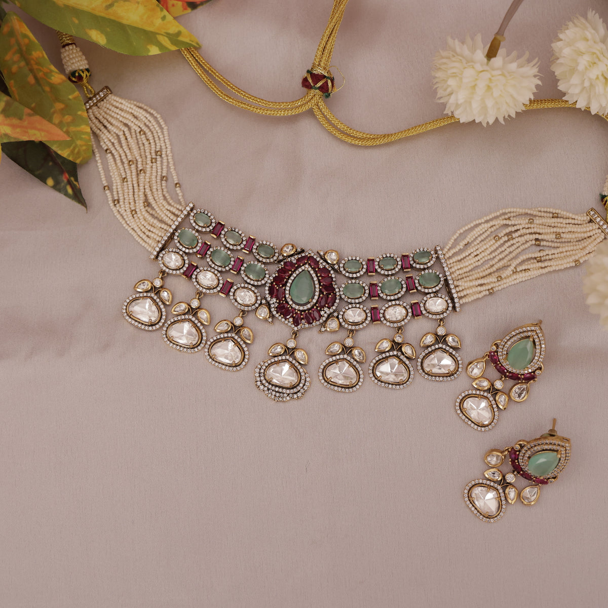 Premium Kundan Choker Necklace Set