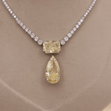 American Diamond Yellow Sapphire Drop Necklase Set