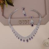 American Diamond Amethyst Purple Necklase Set