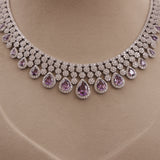 American Diamond Amethyst Purple Necklase Set