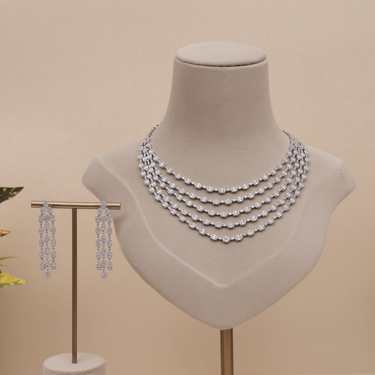 American Diamond Modern Layer Necklase Set