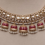 Premium Polki Kundan Hasli Necklace Set