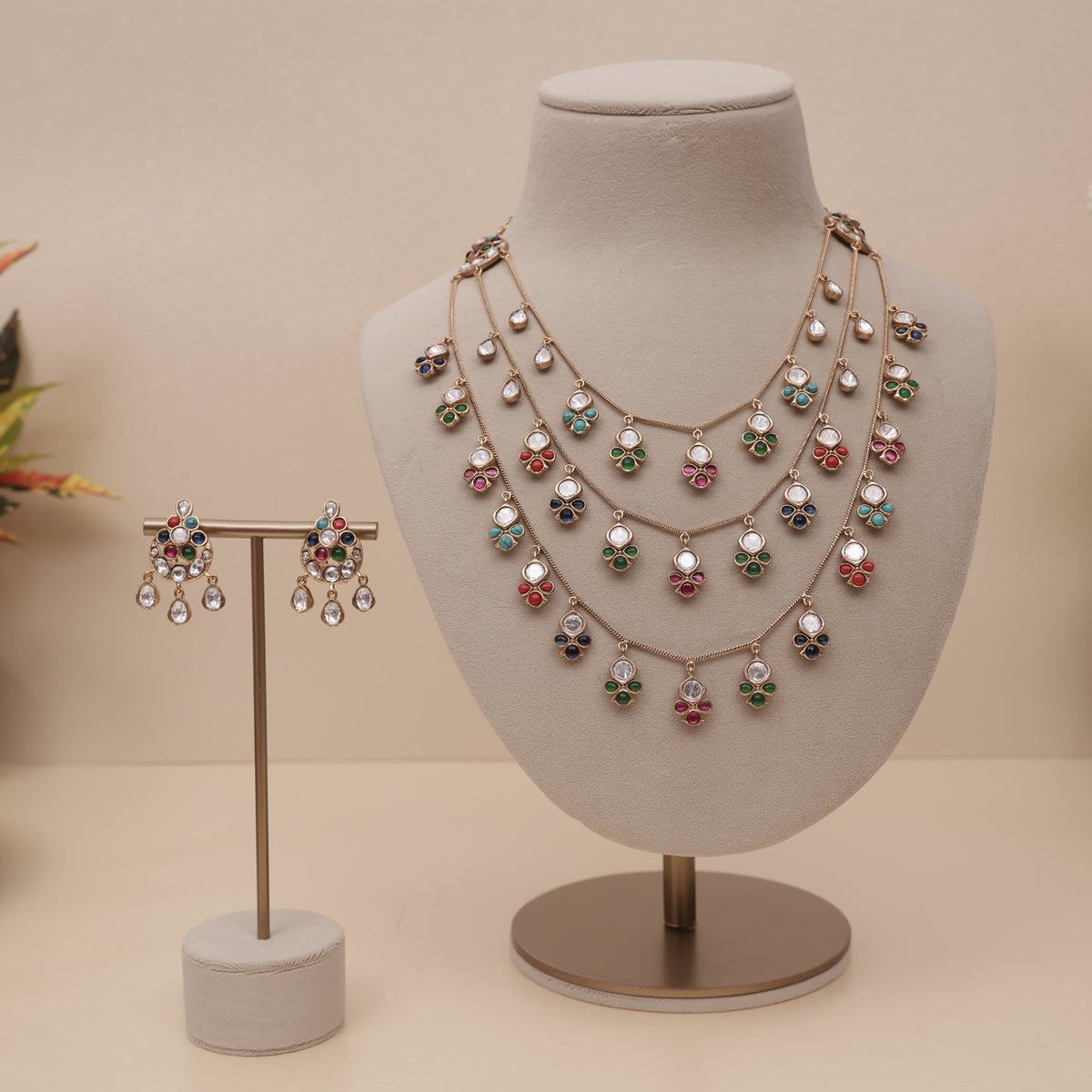 Premium Kundan Multi Layers Necklace Set