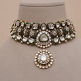 Premium Moissanite Kundan Necklace Set