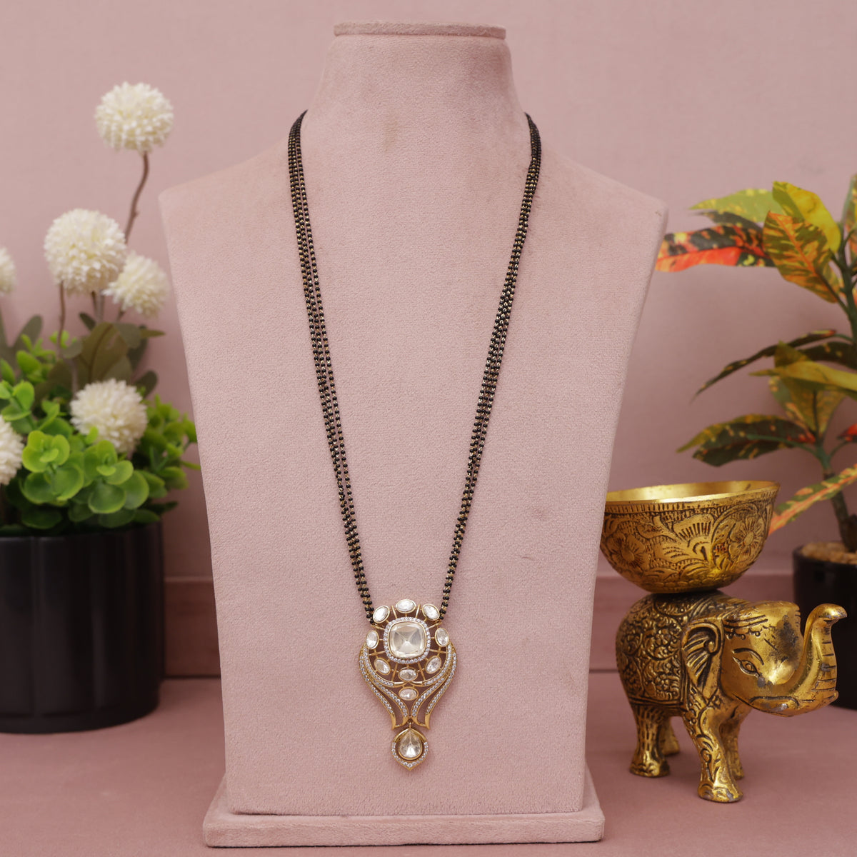 Moissanite Kundan Designer Mangalsutra 24 Inch