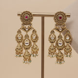 Antique Matt Gold Kundan Necklace set