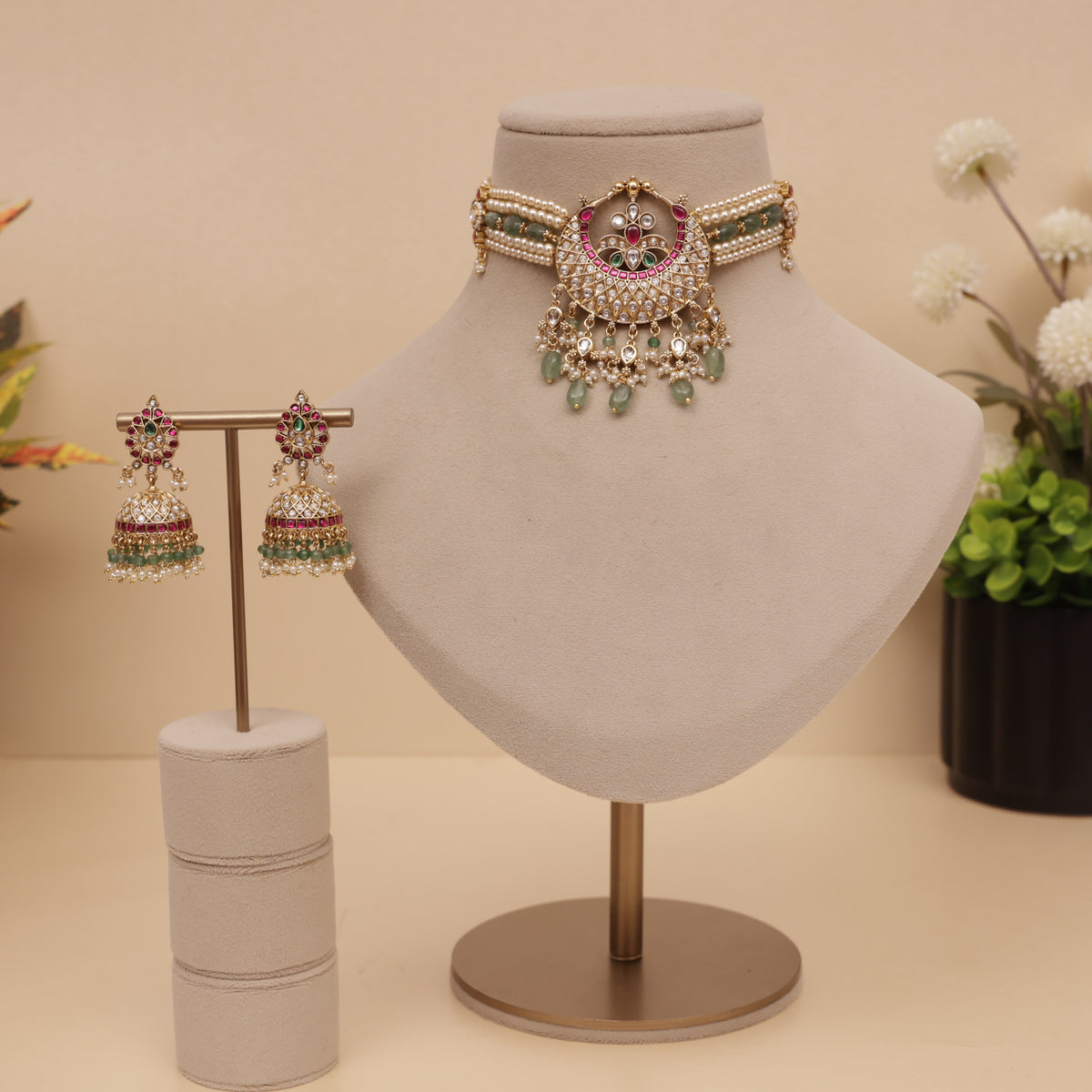 Antique Heritage Pachhi Kundan Choker Necklace set