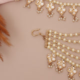 Kundan Pearl Ear chain - Matil