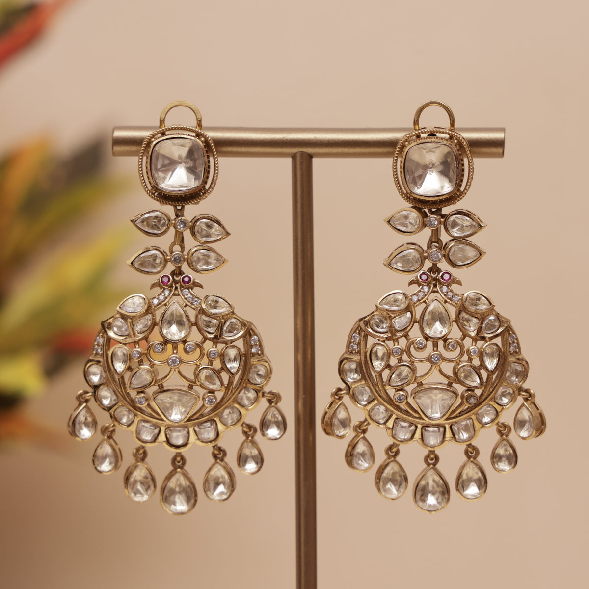 Moissanite Kundan Chandbali Earring