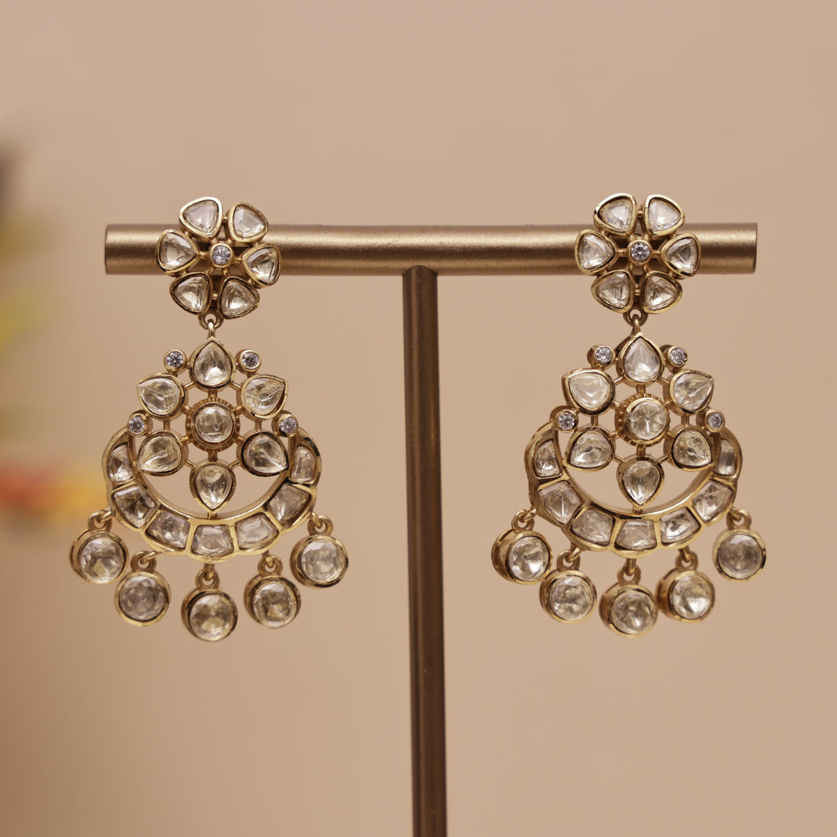 Moissanite Kundan Chandbali Earring