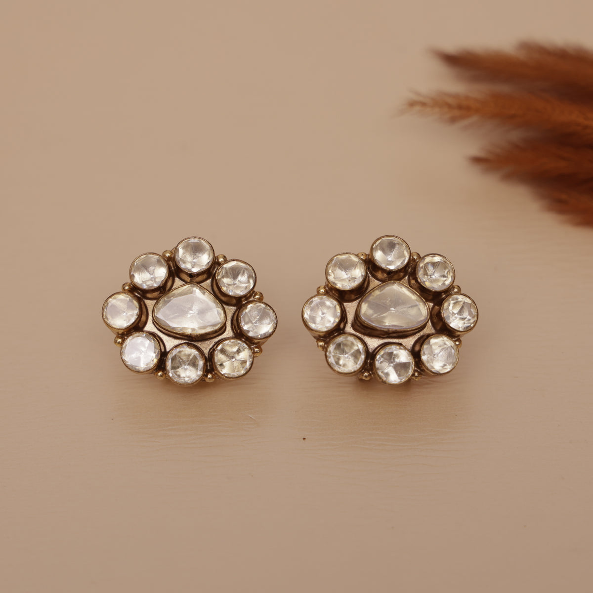 Premium Moissanite Kundan Studs Earring