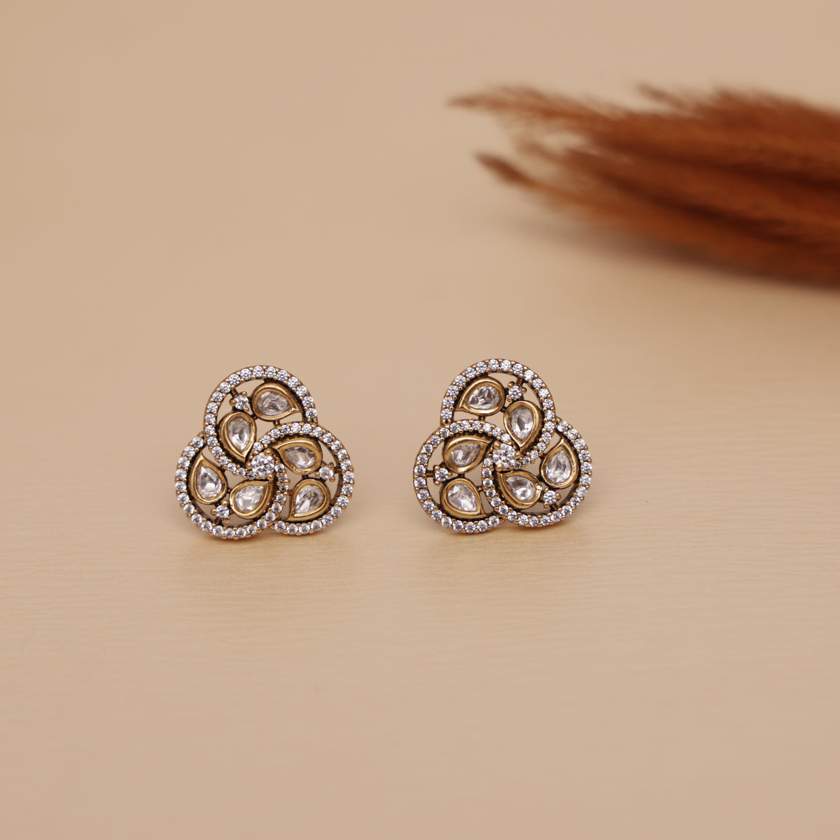 Premium Polki Kundan Studs Earring