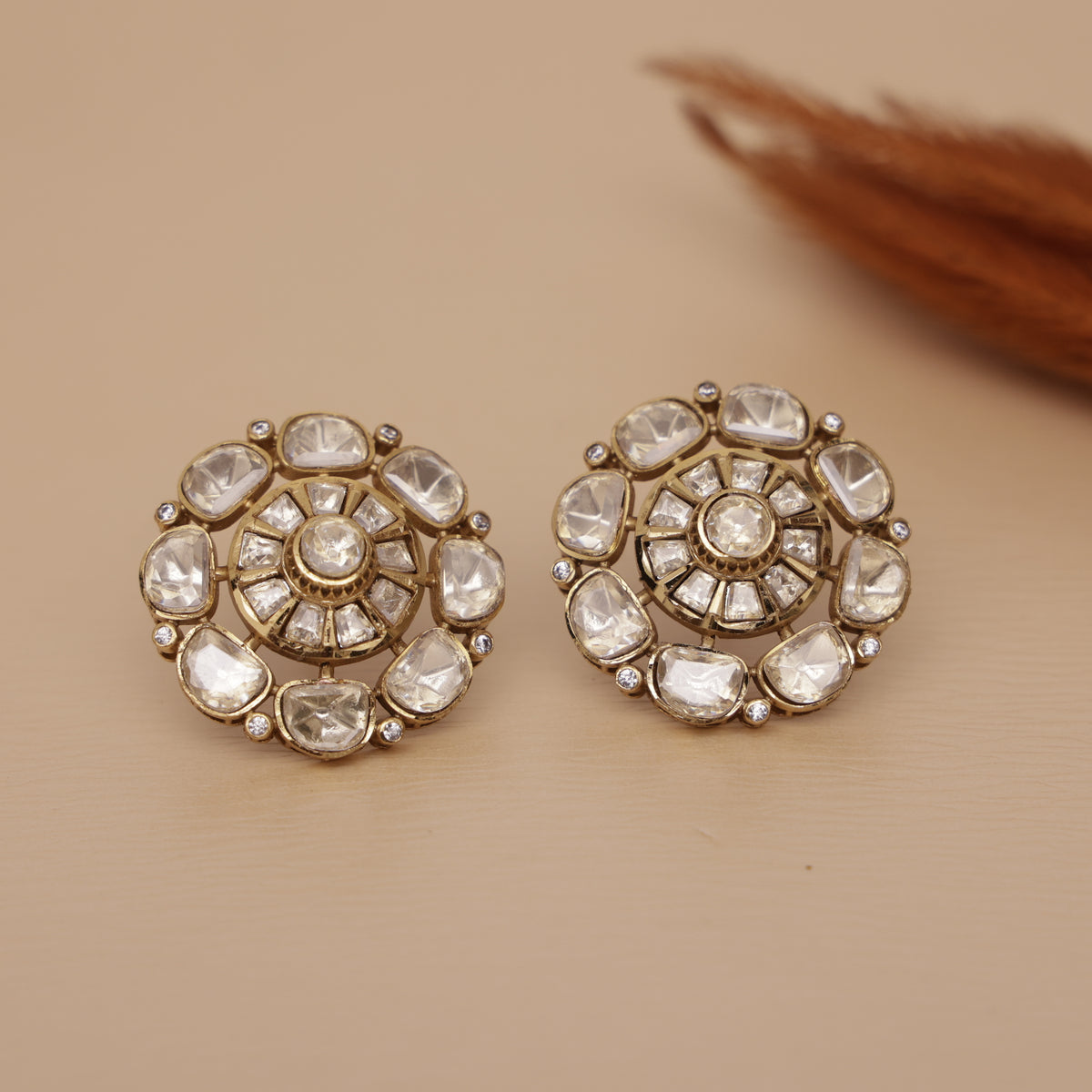 Premium Moissanite Kundan Studs Earring