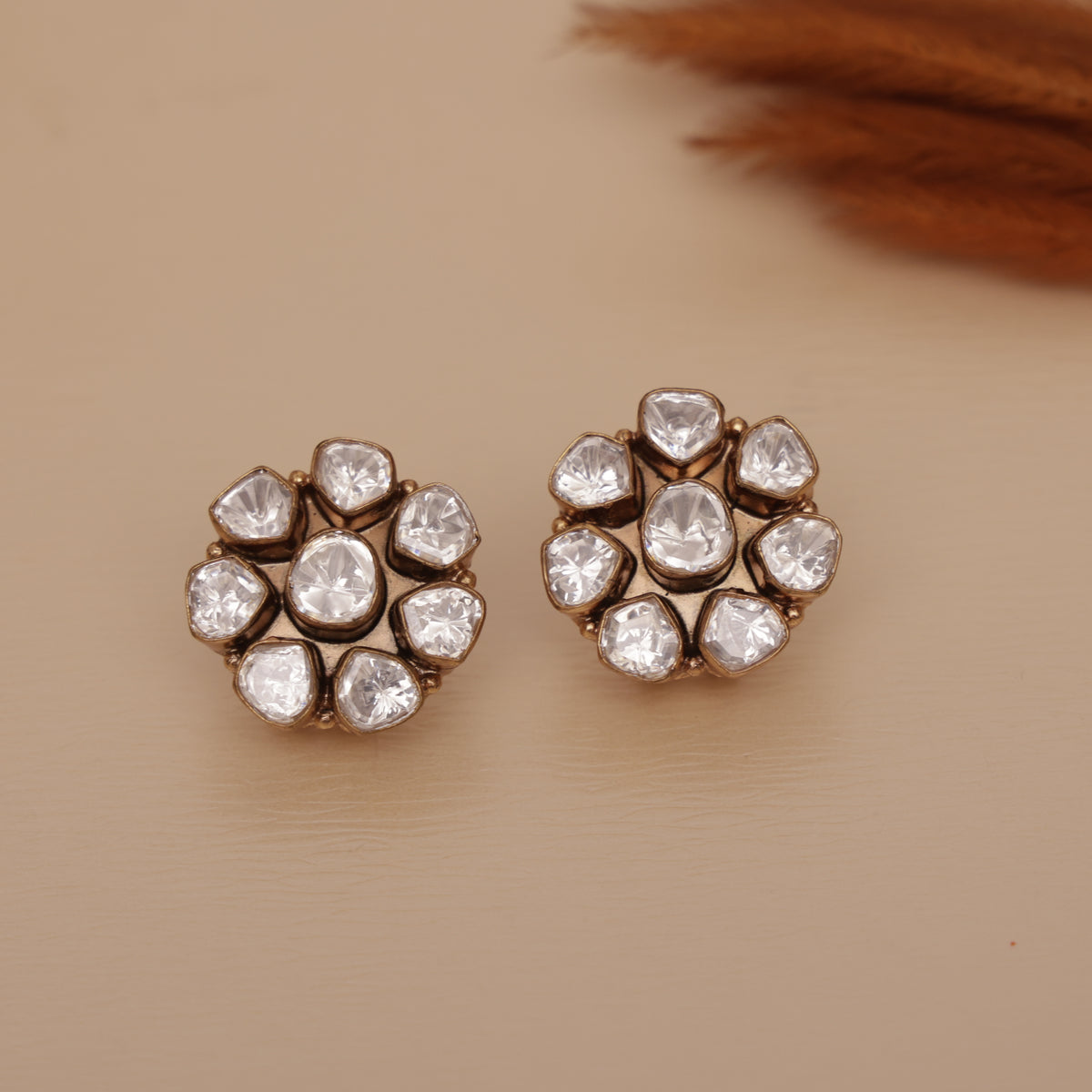 Premium Polki Kundan Studs Earring