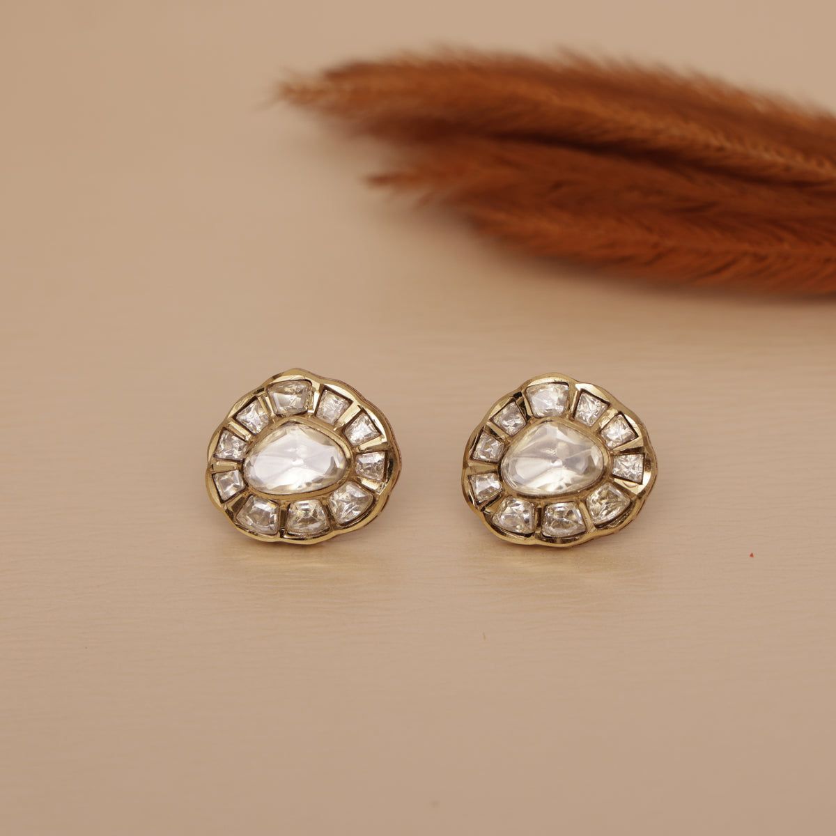 Premium Moissanite Kundan Studs Earring