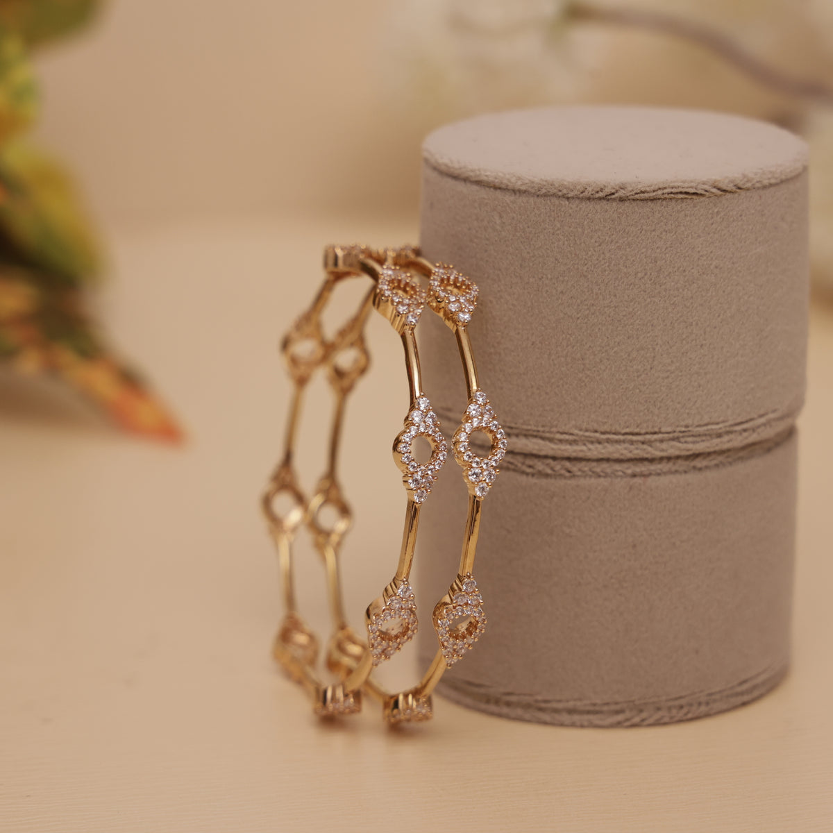 Cubic Zirconia Gold Plated AD Bangle