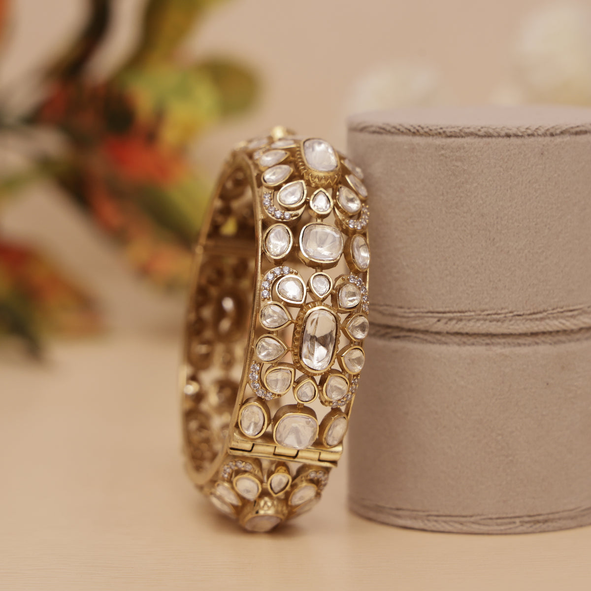 Luxury Moissanite Kundan Kada Bangle
