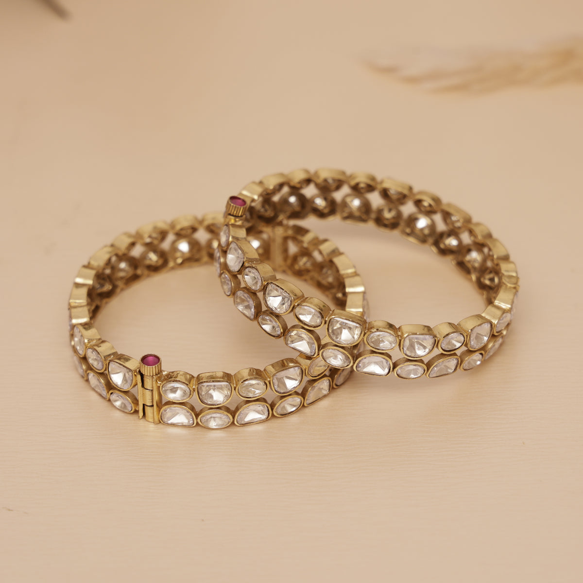 Moissanite Kundan Premium Bangle