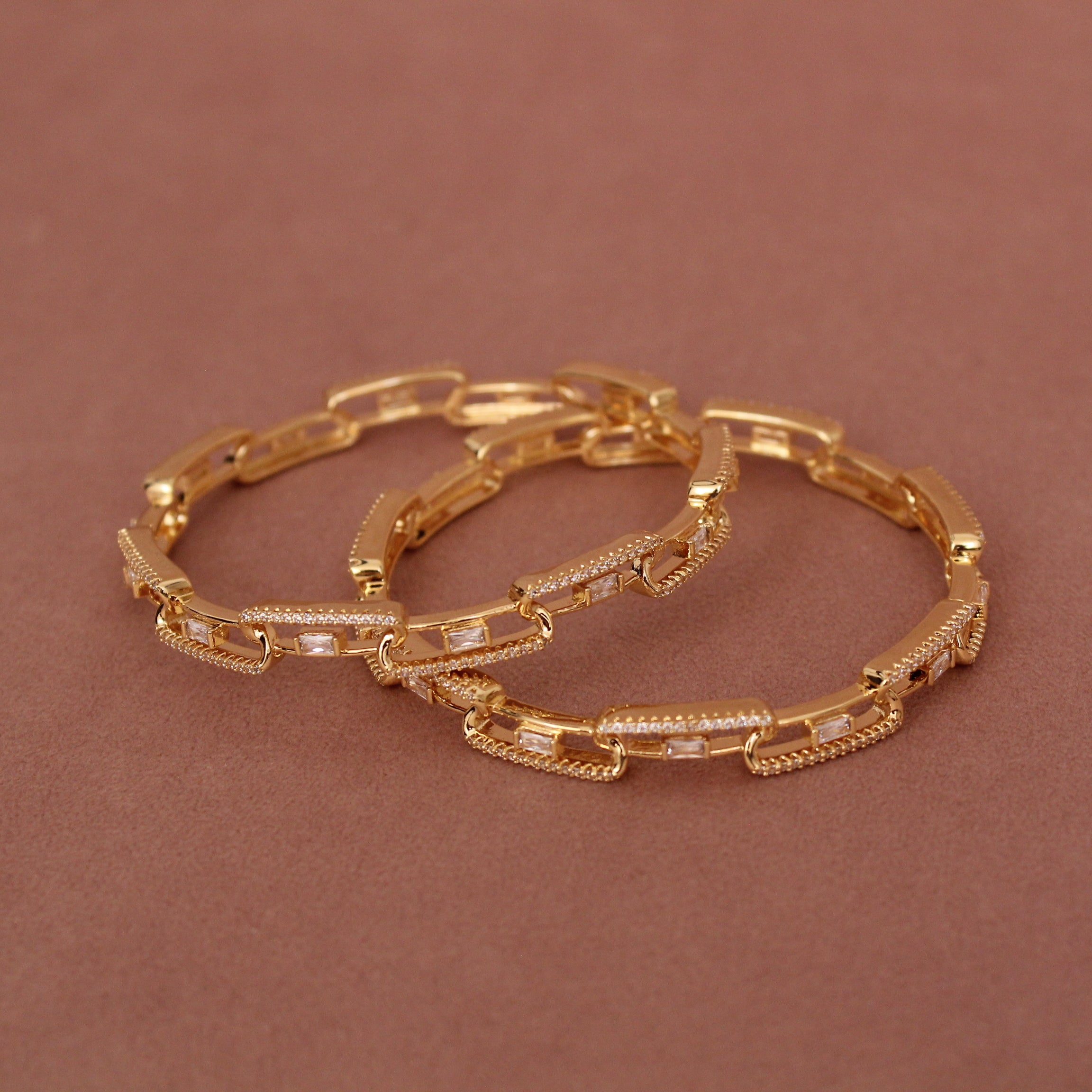 Cubic Zirconia Gold Plated AD Bangle