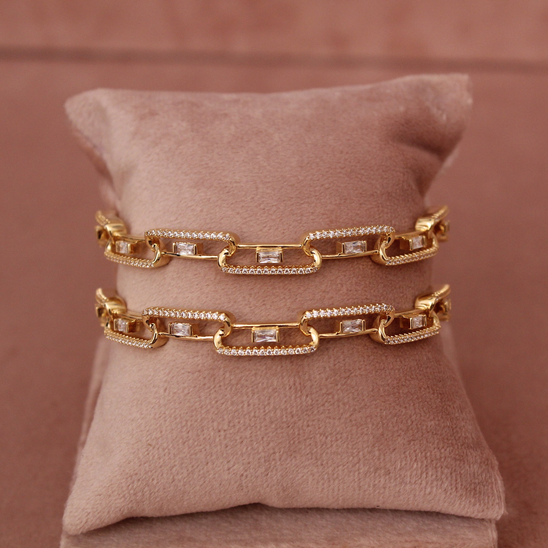 Cubic Zirconia Gold Plated AD Bangle