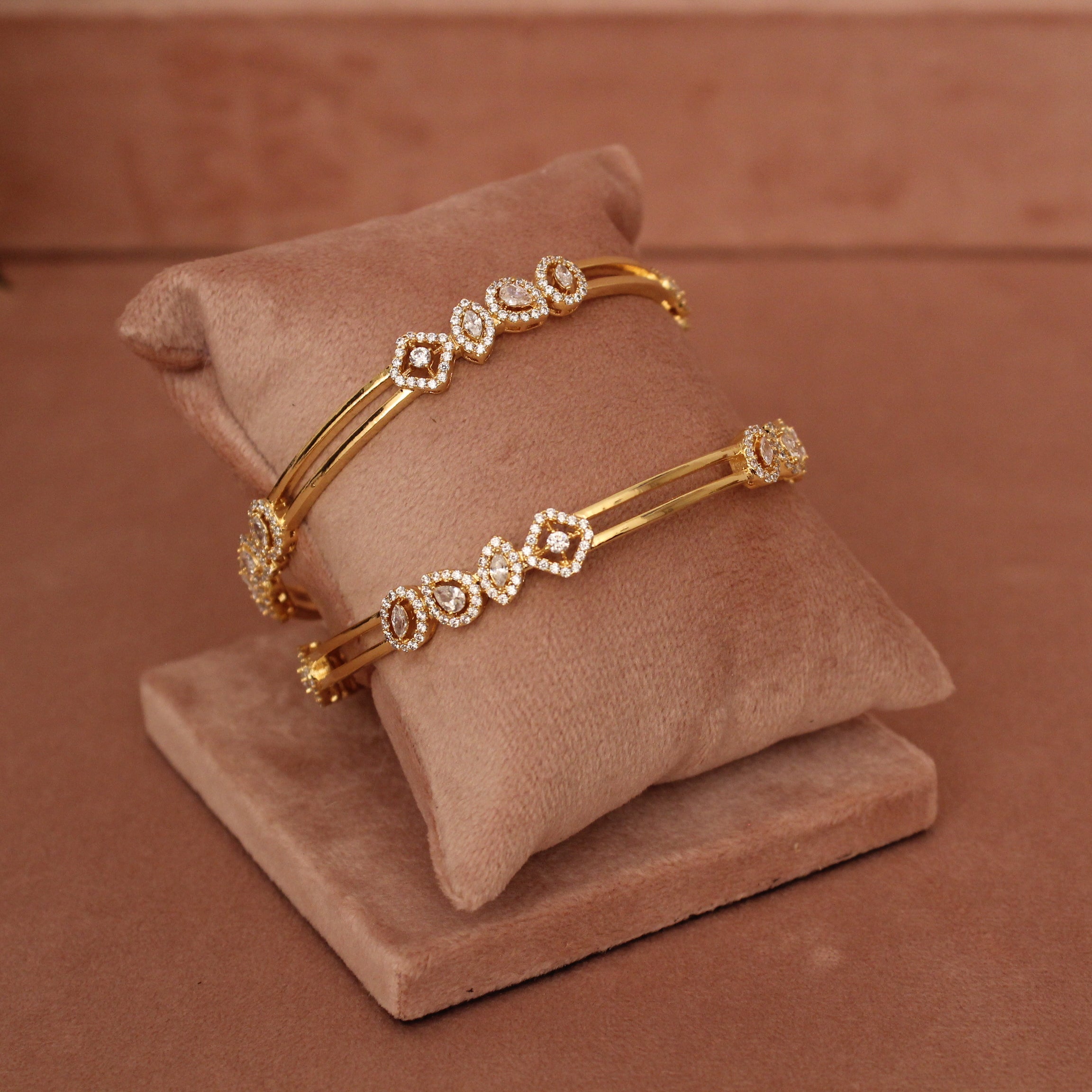 Cubic Zirconia Gold Plated AD Bangle