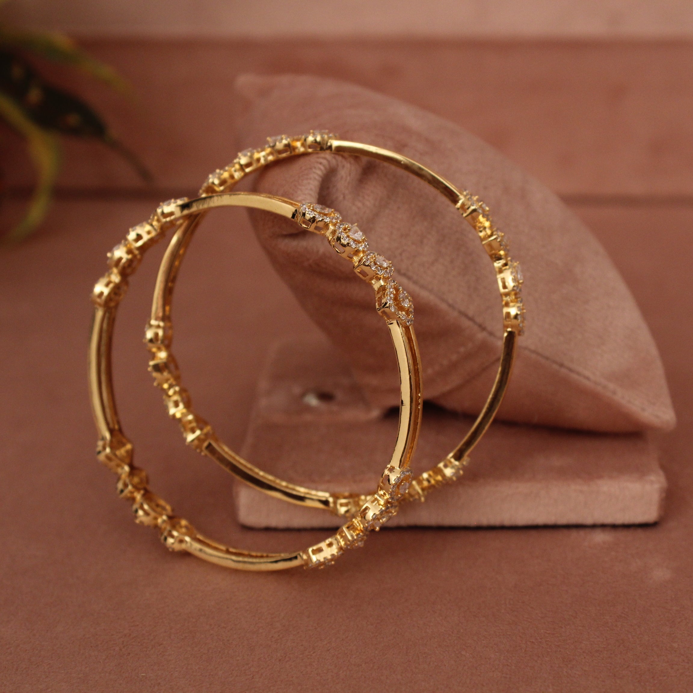 Cubic Zirconia Gold Plated AD Bangle