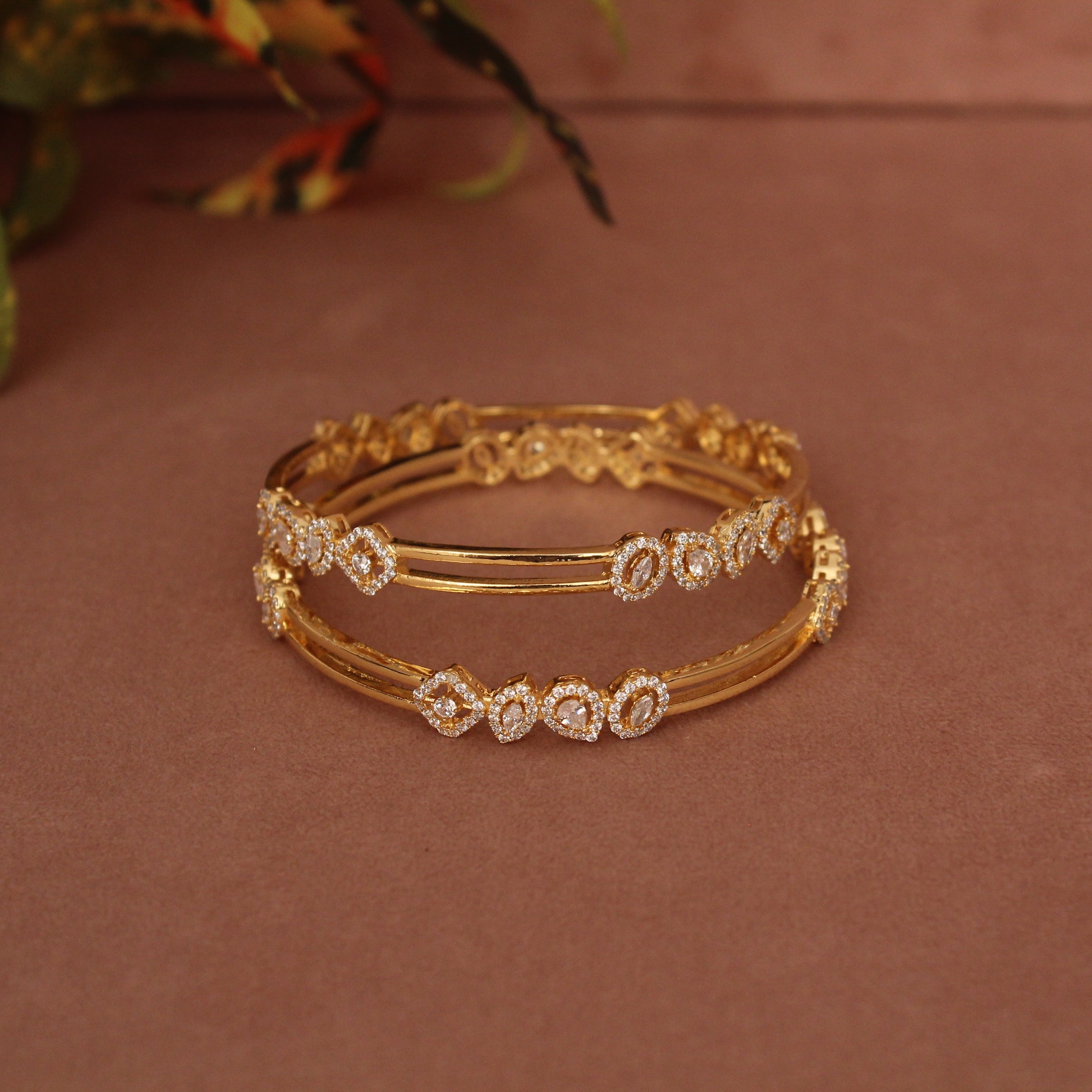 Cubic Zirconia Gold Plated AD Bangle
