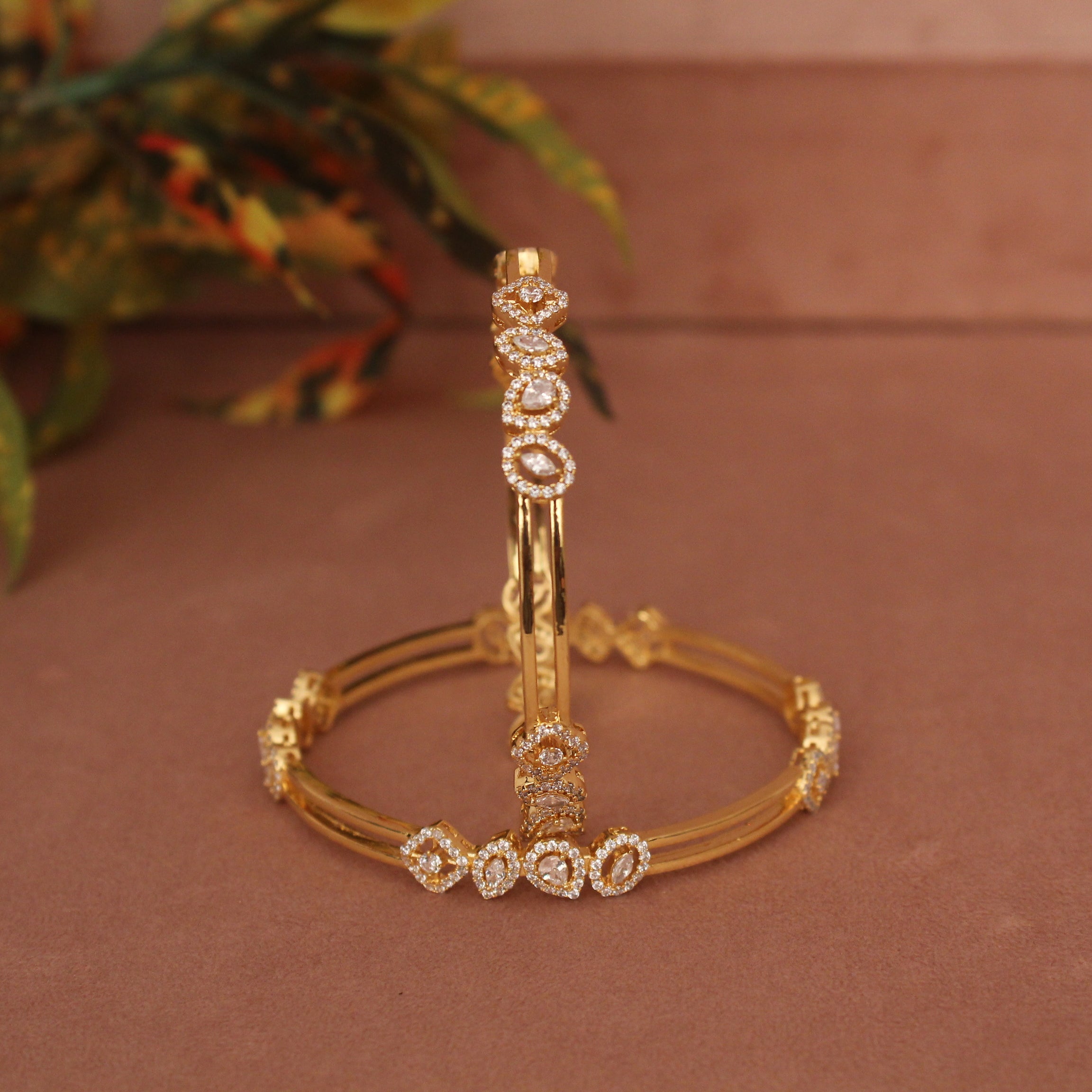 Cubic Zirconia Gold Plated AD Bangle