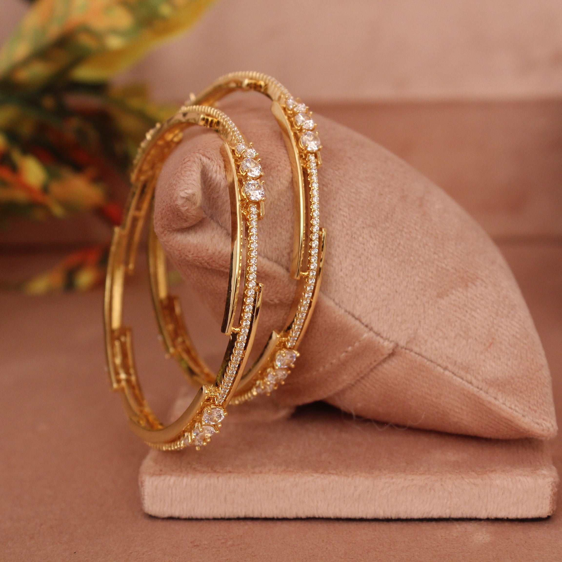 Cubic Zirconia Gold Plated AD Bangle