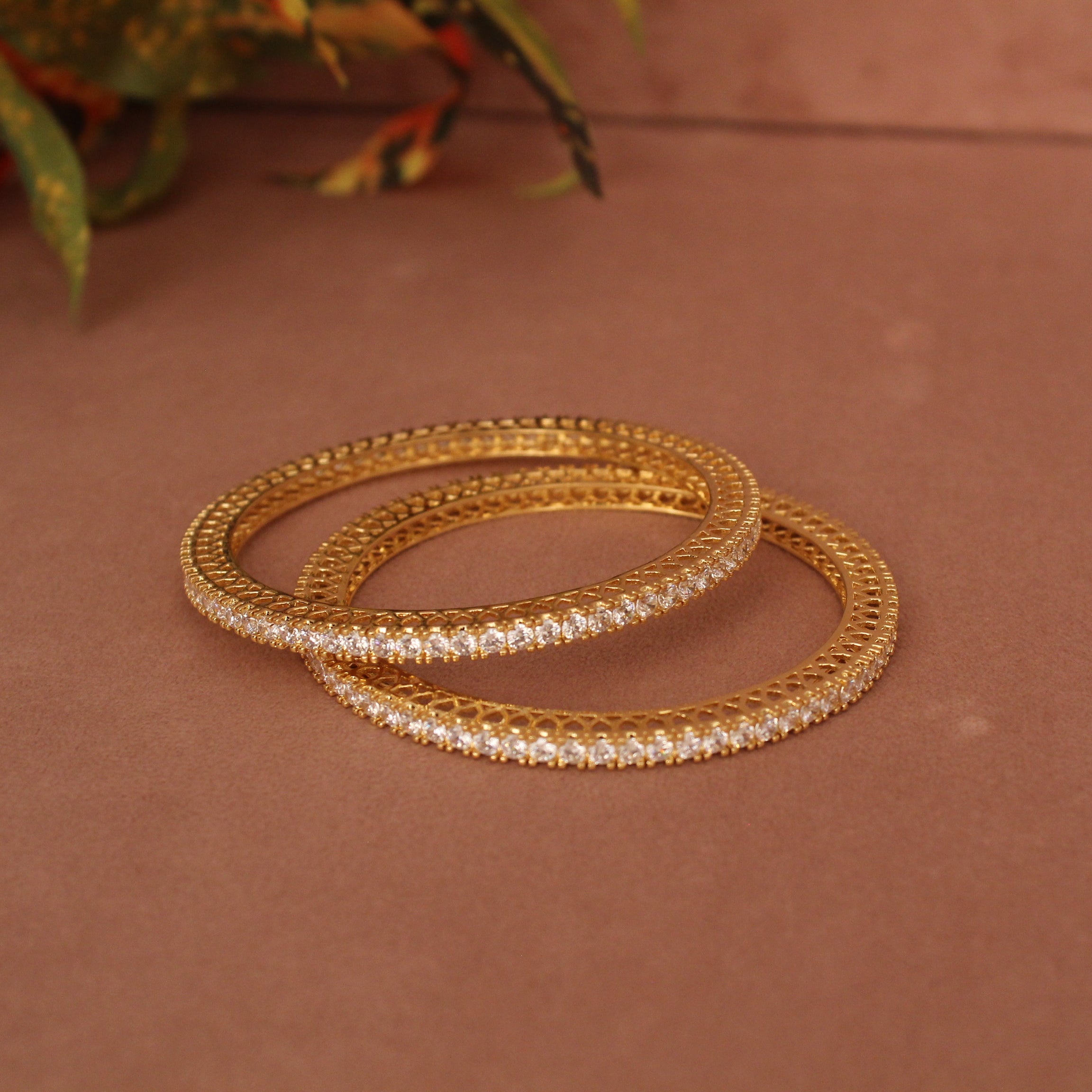 Cubic Zirconia Gold Plated AD Bangle