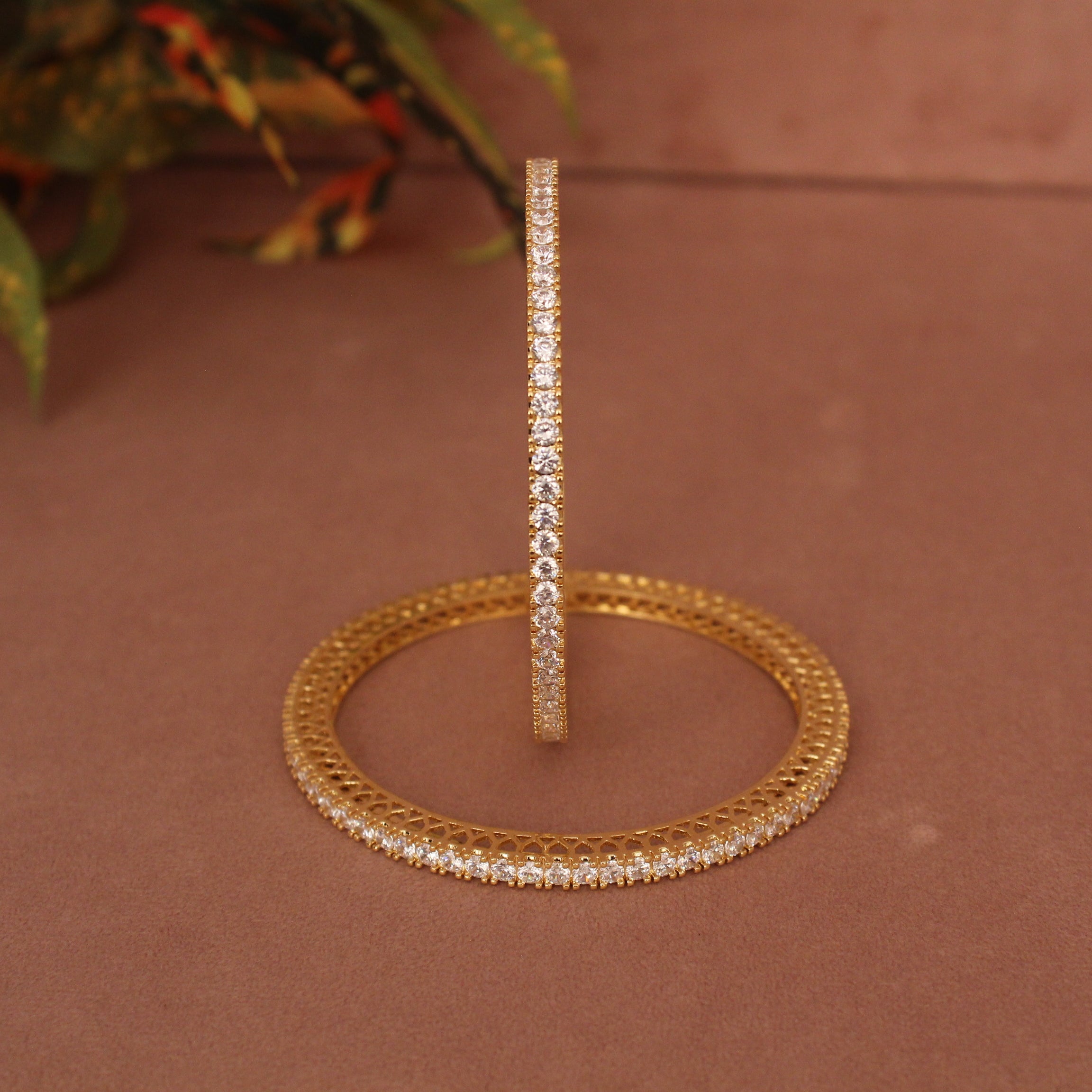 Cubic Zirconia Gold Plated AD Bangle