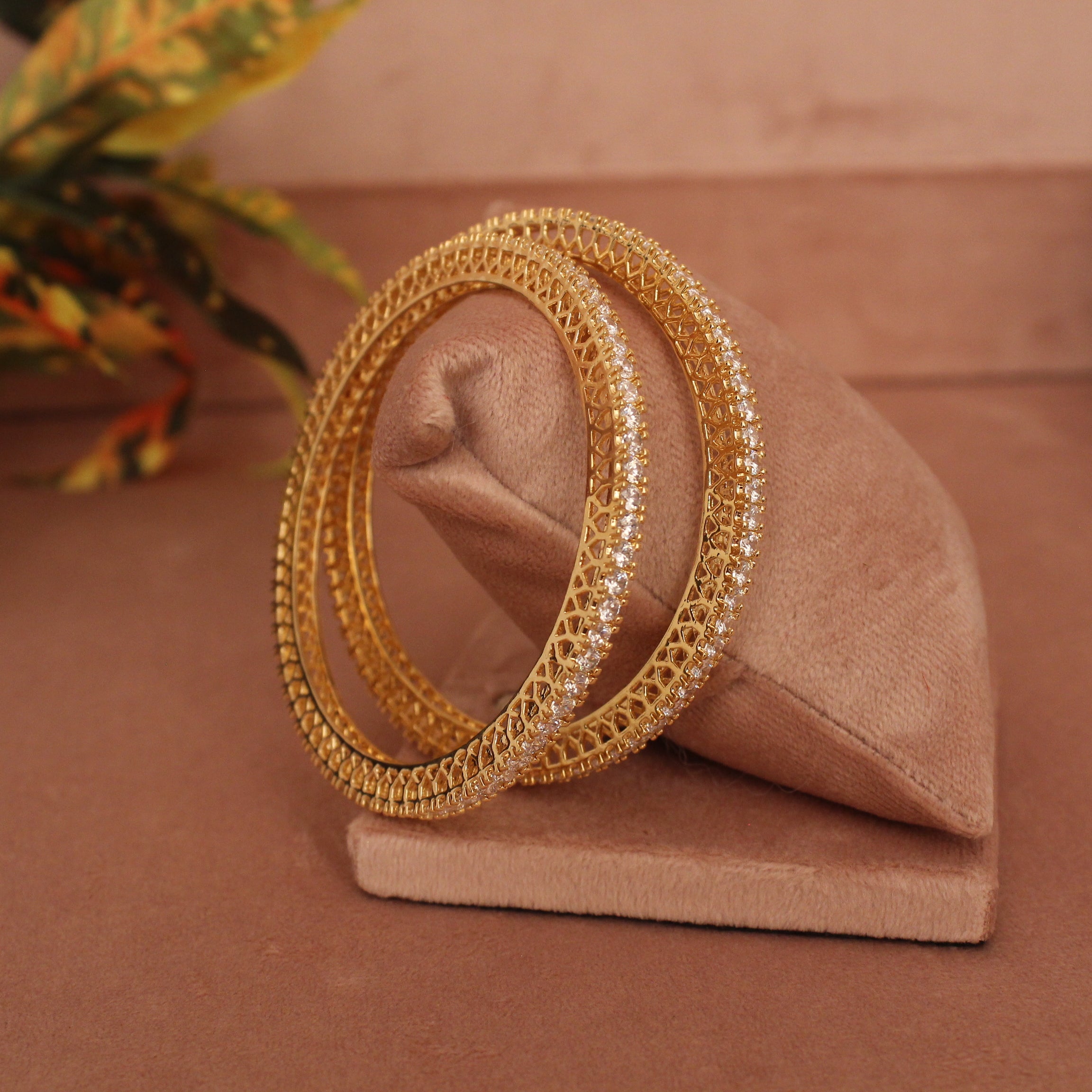 Cubic Zirconia Gold Plated AD Bangle