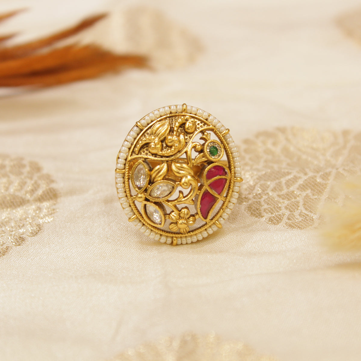 Antique Gold Matt Finger Ring