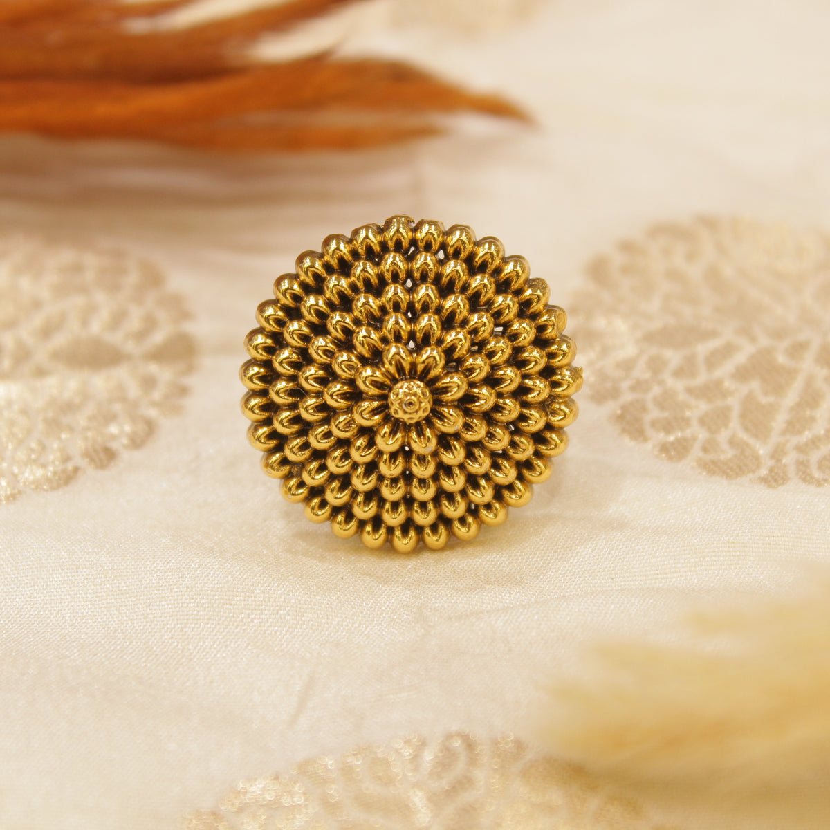 Antique Gold Matt Finger Ring
