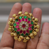 Pachhi Kundan Finger Ring