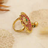 Pachhi Kundan Finger Ring