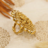 Antique Gold Kundan Finger Ring