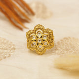 Antique Gold Kundan Finger Ring