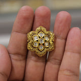 Antique Gold Kundan Finger Ring