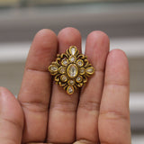 Antique Gold Kundan Finger Ring