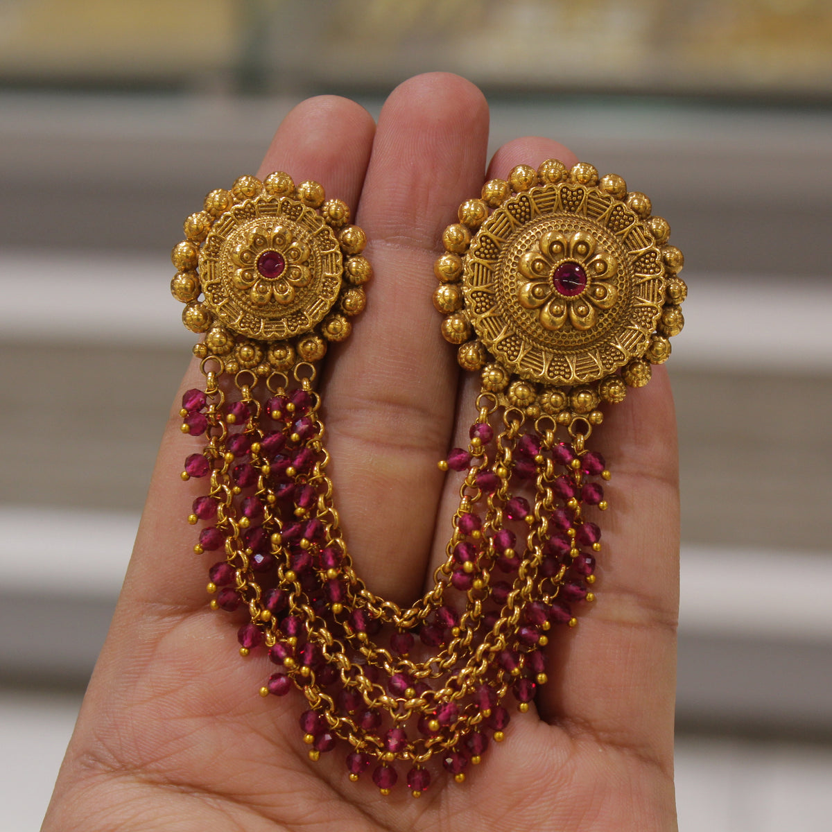Antique Gold Matt Chain 2 Finger Ring