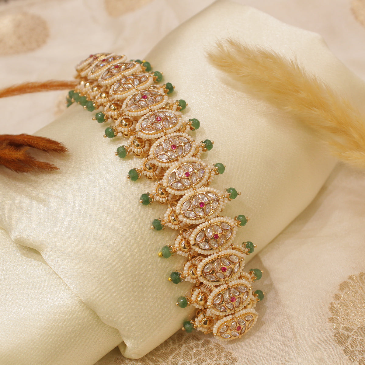 Premium Kundan Moti Bandhai Bracelet