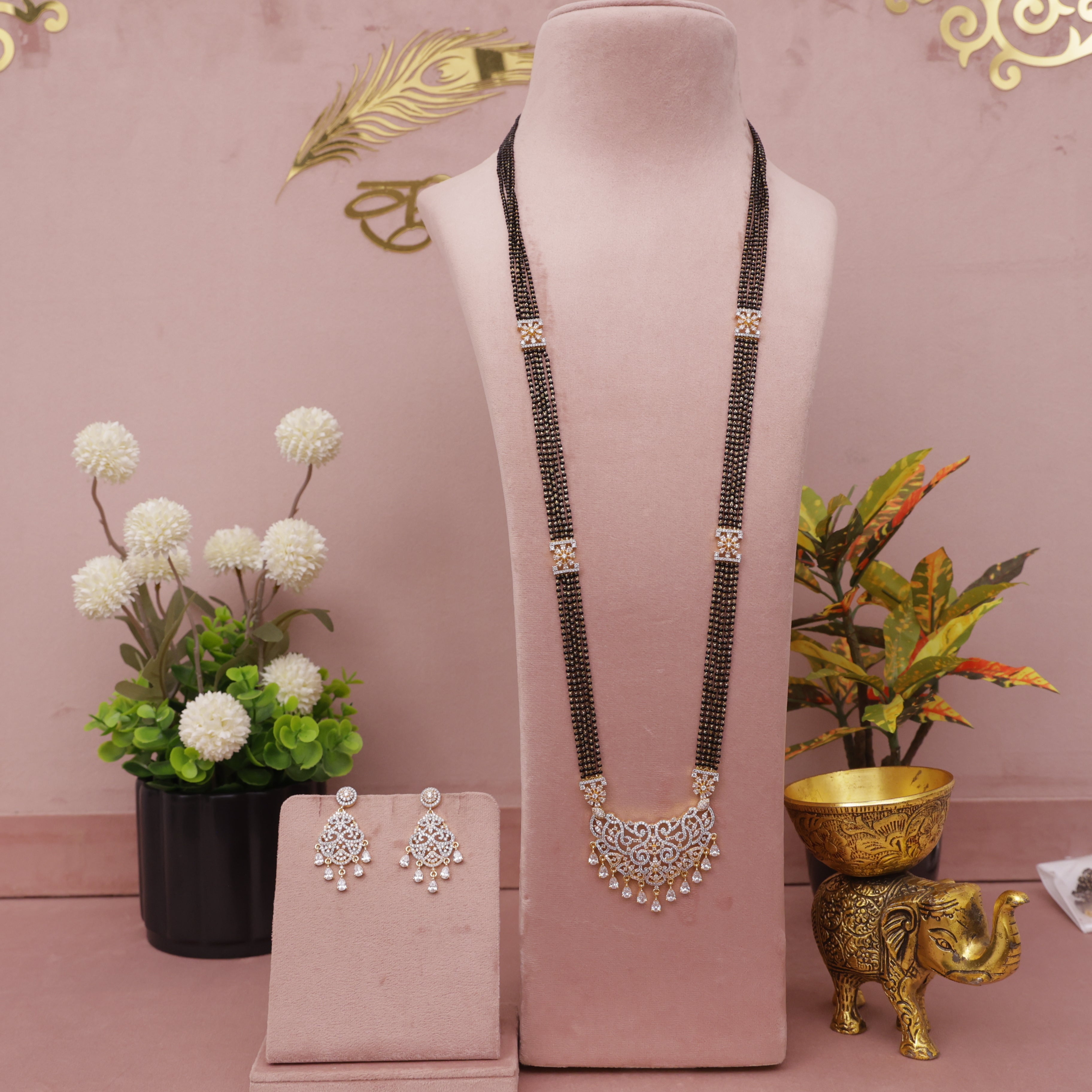 36 long diamond mangalsutra design